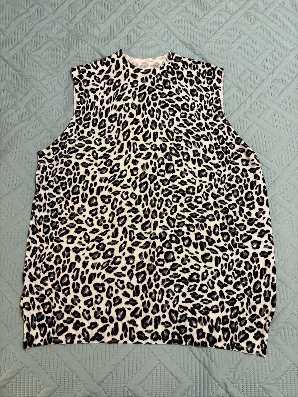 Worthington Womens Cheetah Print Sleeveless Light Sweater Crew Neck Size XXL